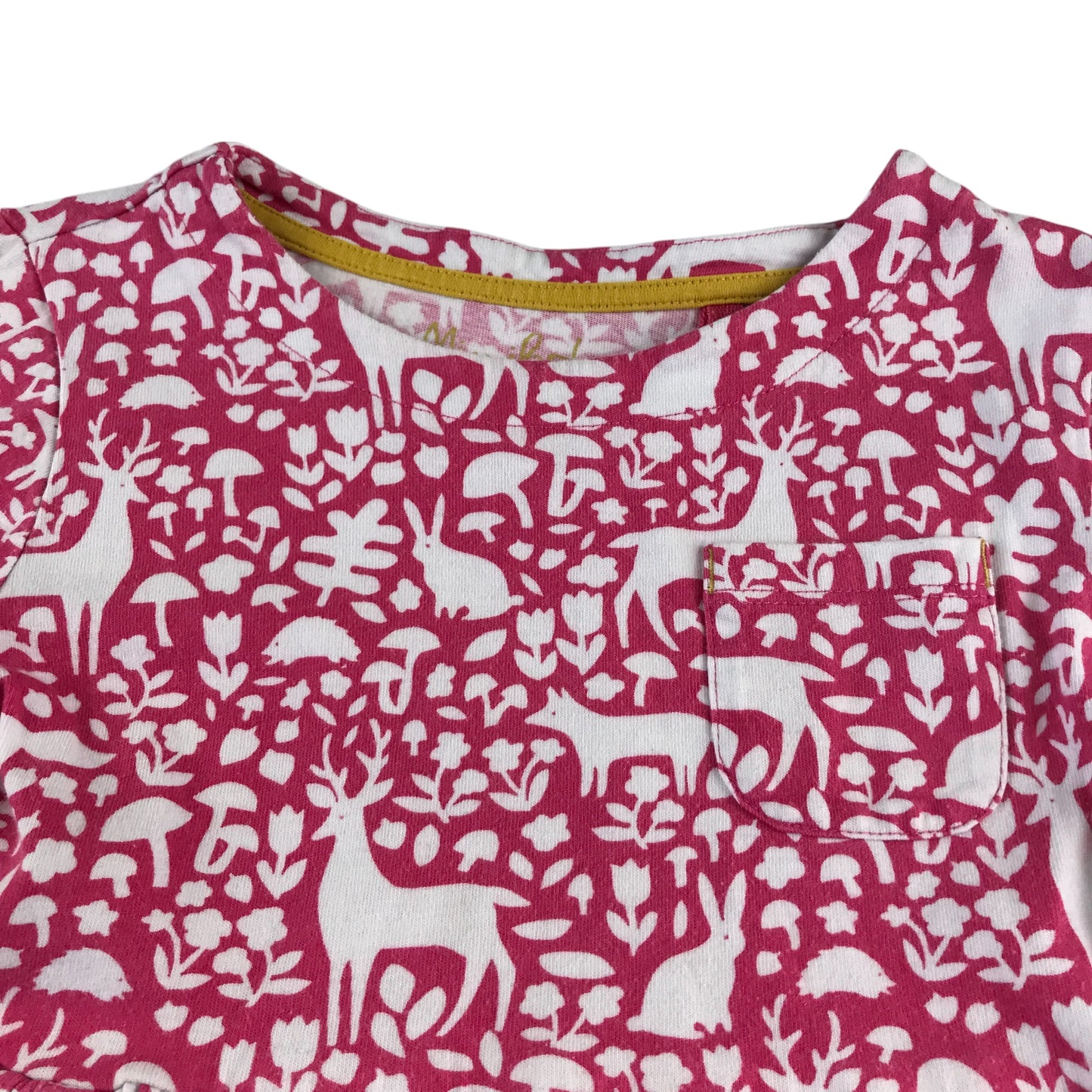 Mini Boden dress 6-7 years fuchsia pink flora and fauna cotton