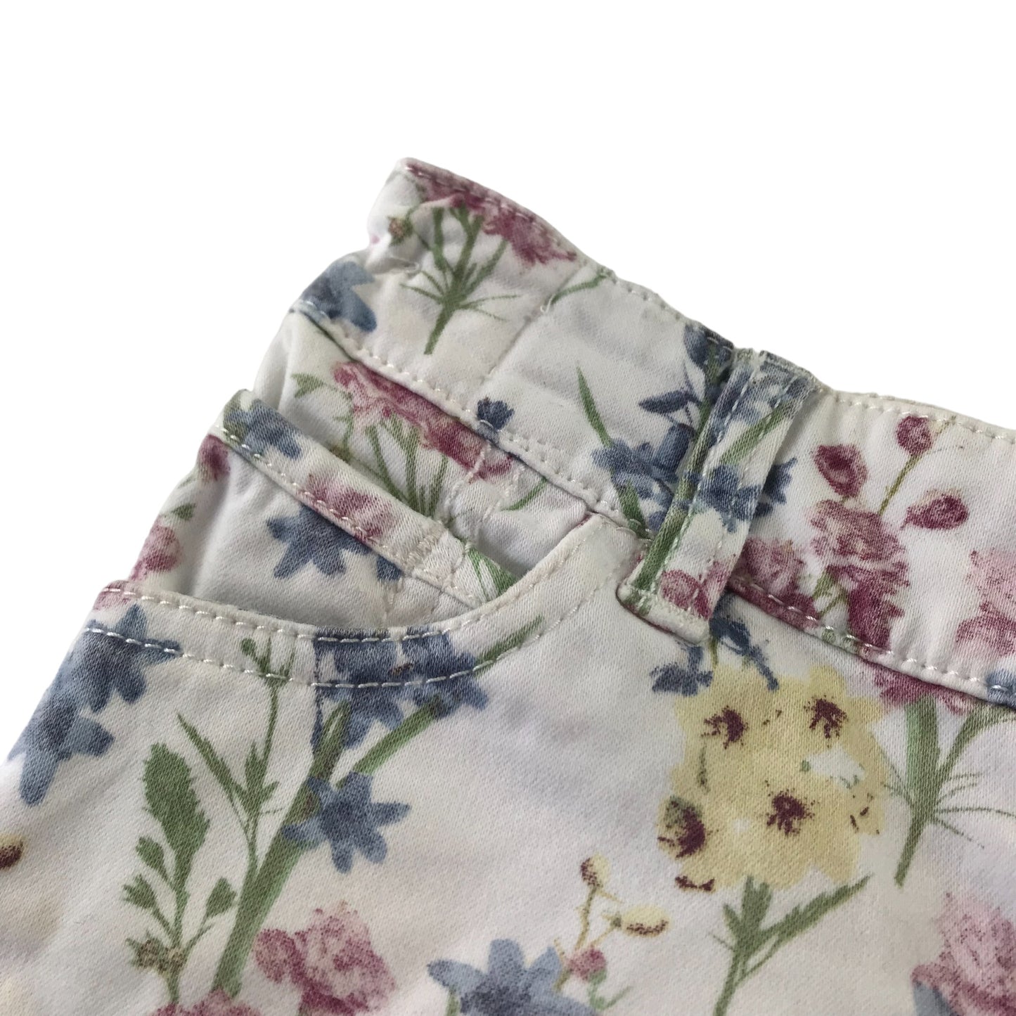 F&F Shorts Age 6 White Floral Print with Love Denim Button