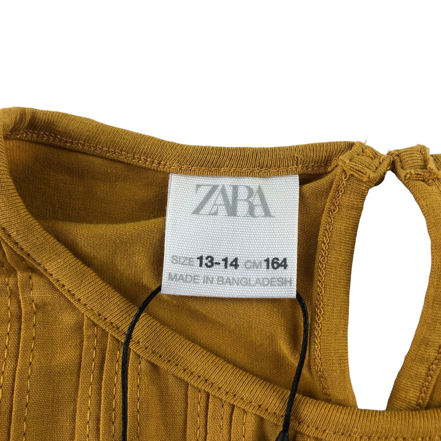 Zara t-shirt 13-14 years mustard yellow long sleeve embroidery detailed