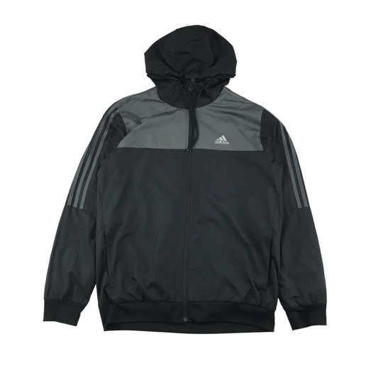 Adidas Windbreaker Jacket Women Size 38 Black Grey Light Sporty