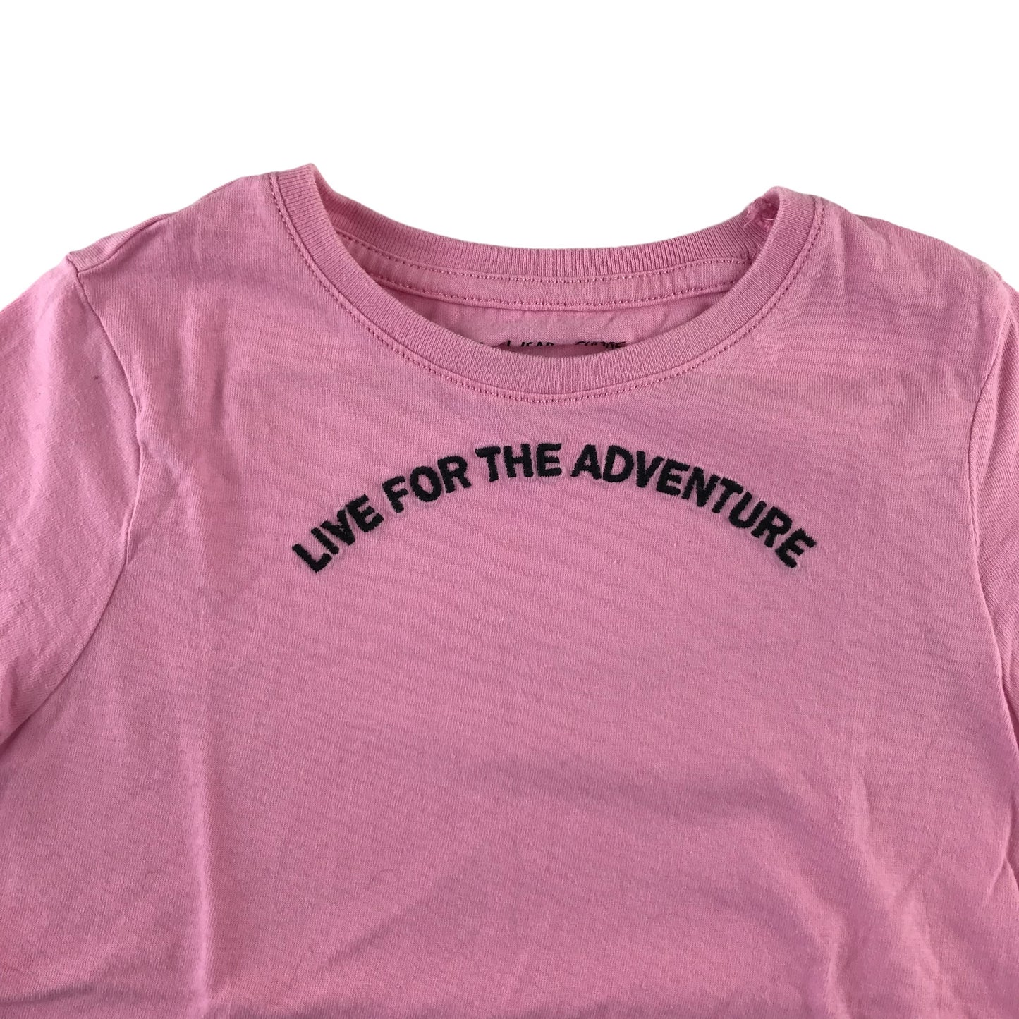 F&F t-shirt 5-6 years pink short sleeve text embroidery cotton