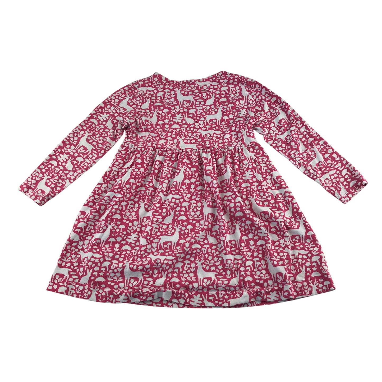 Mini Boden dress 6-7 years fuchsia pink flora and fauna cotton