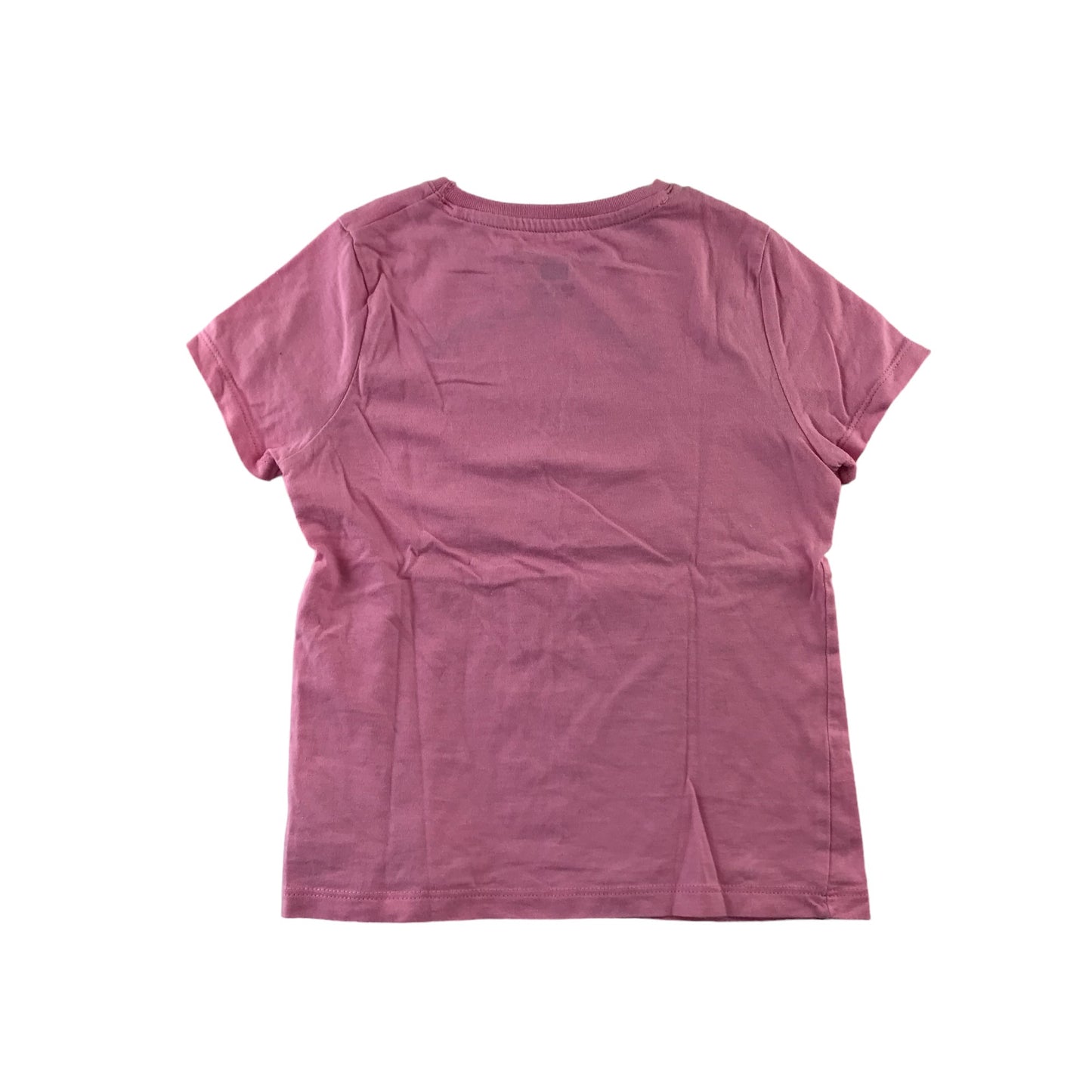 F&F t-shirt 5-6 years pink short sleeve text embroidery cotton