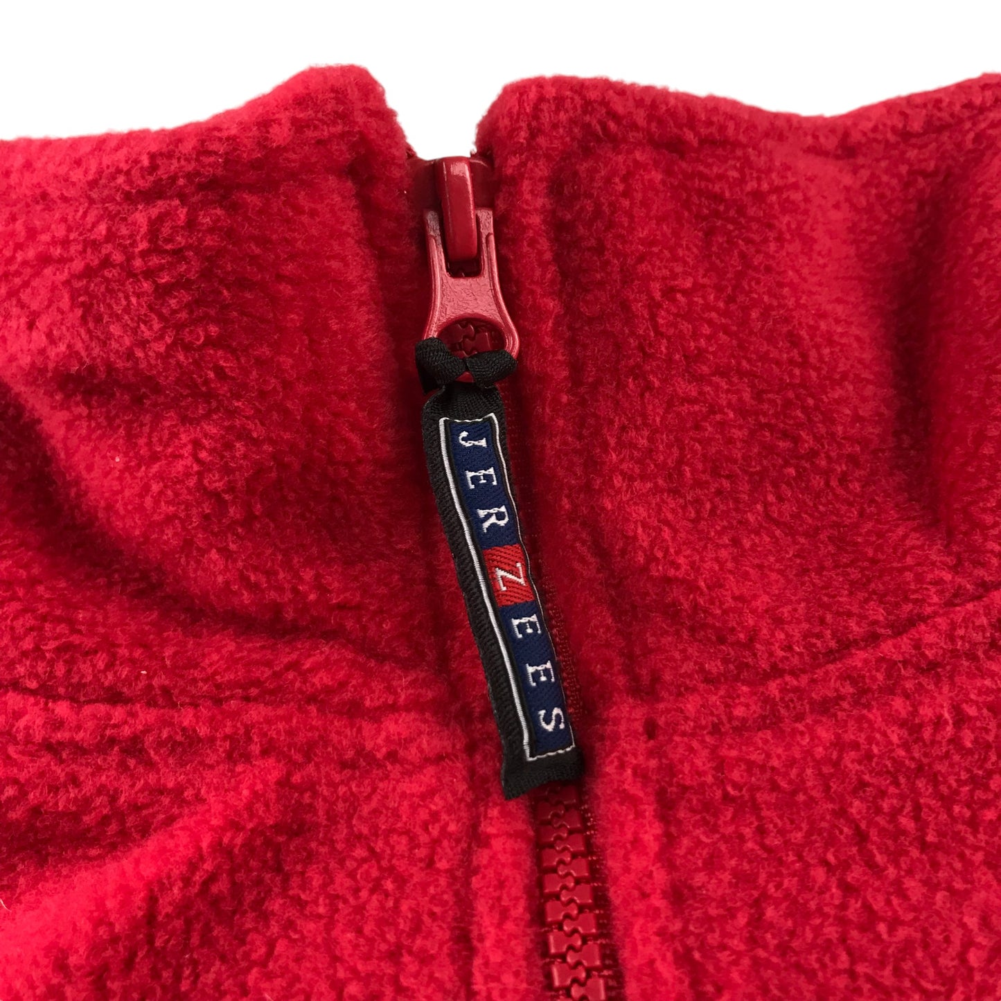 Jerzees fleece men size XS red plain loose fit with half zipper