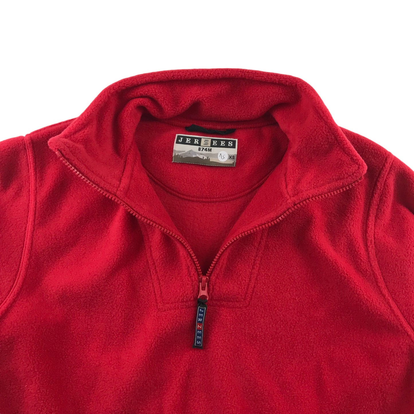 Jerzees fleece men size XS red plain loose fit with half zipper