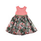 George dress 4-5 years pink top frilled neckline with sparkly golden waistband and floral skirt