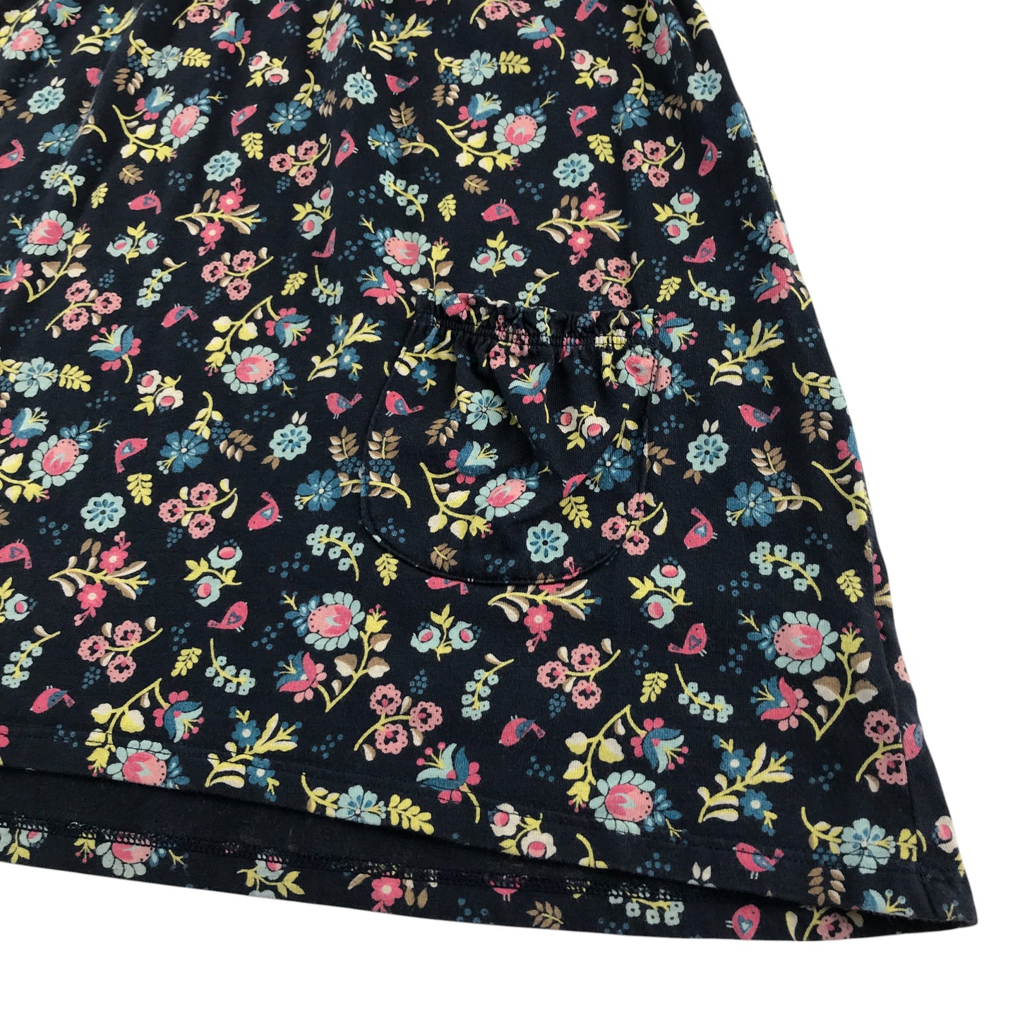 F&F dress 6-7 years navy blue and multicolour floral long sleeve cotton
