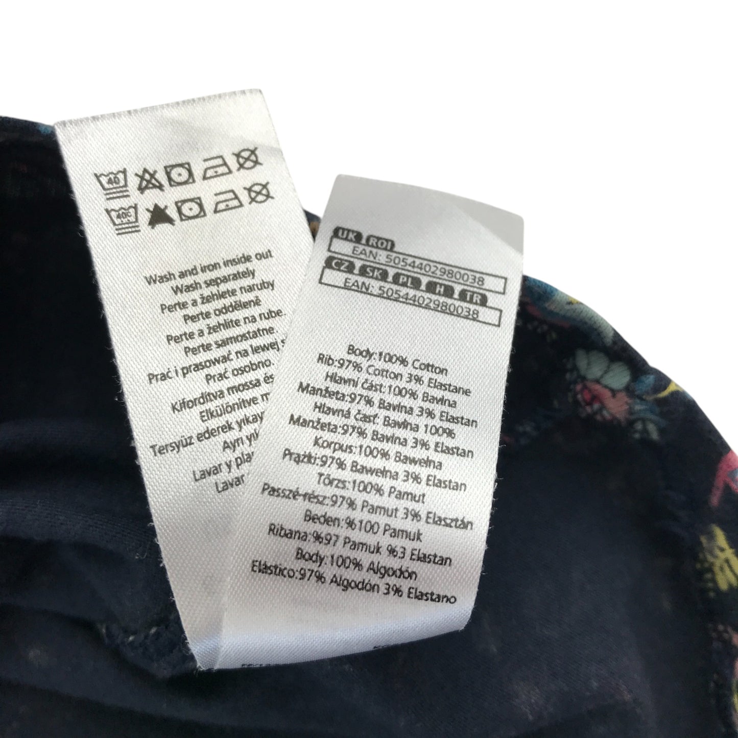 F&F dress 6-7 years navy blue and multicolour floral long sleeve cotton