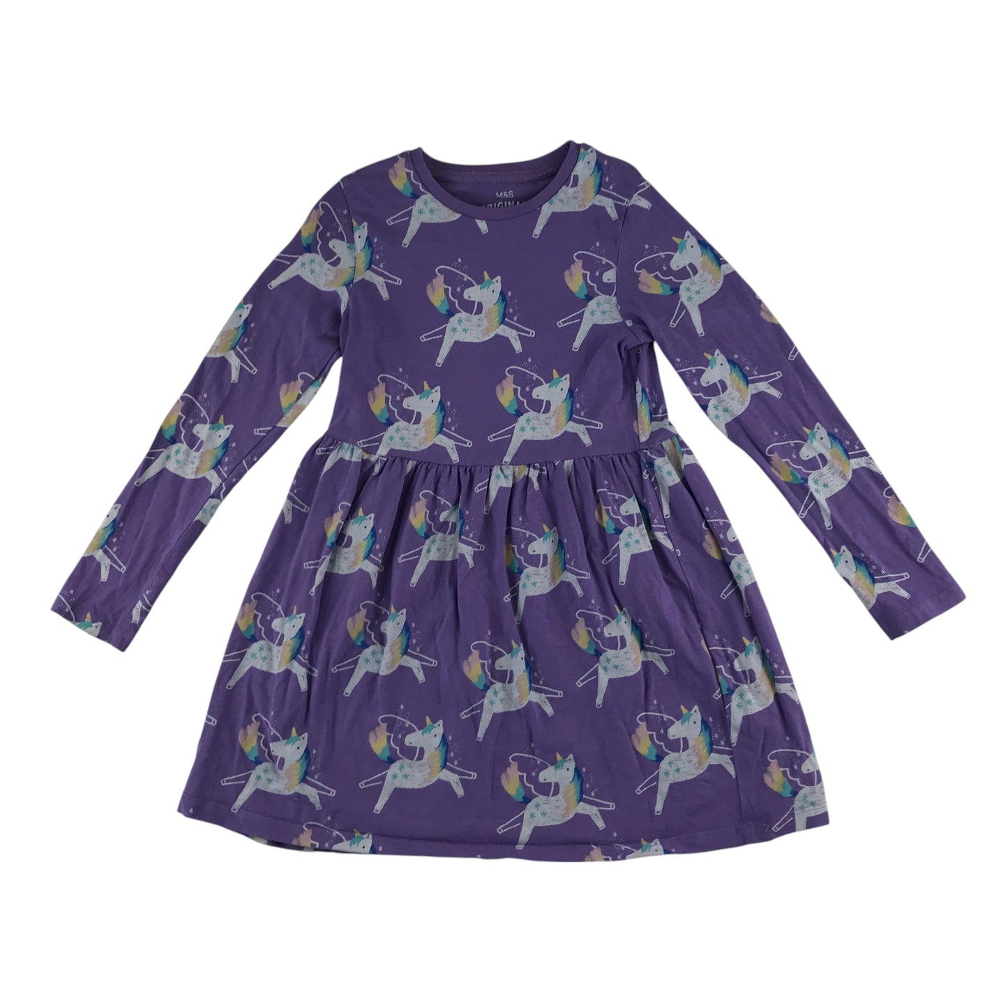 M&S dress 6-7 years lilac unicorn long sleeve cotton