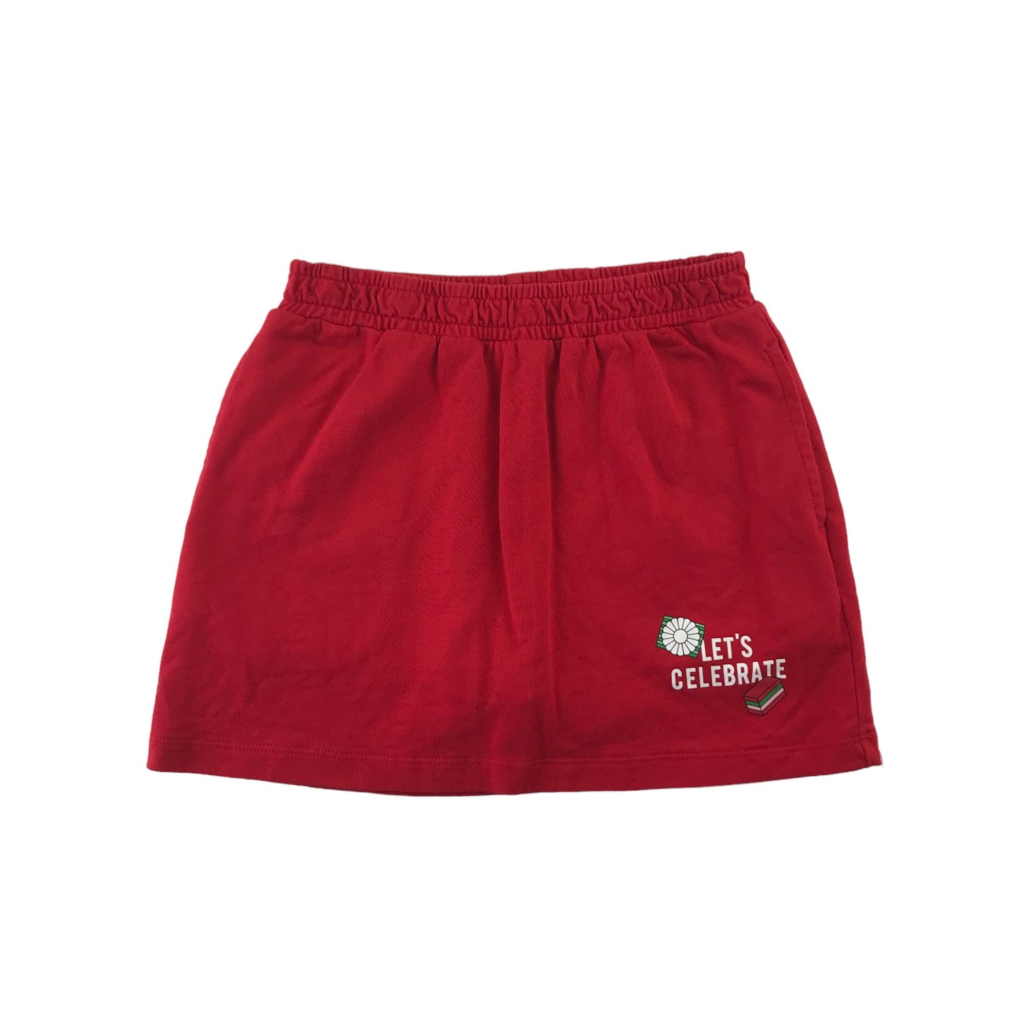 Bossini Skirt Age 6 Red Graphic Design Jersey with under shorts