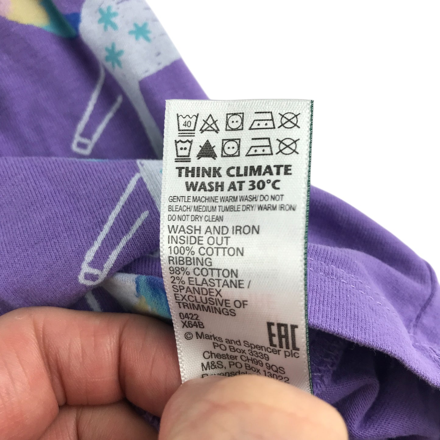 M&S dress 6-7 years lilac unicorn long sleeve cotton