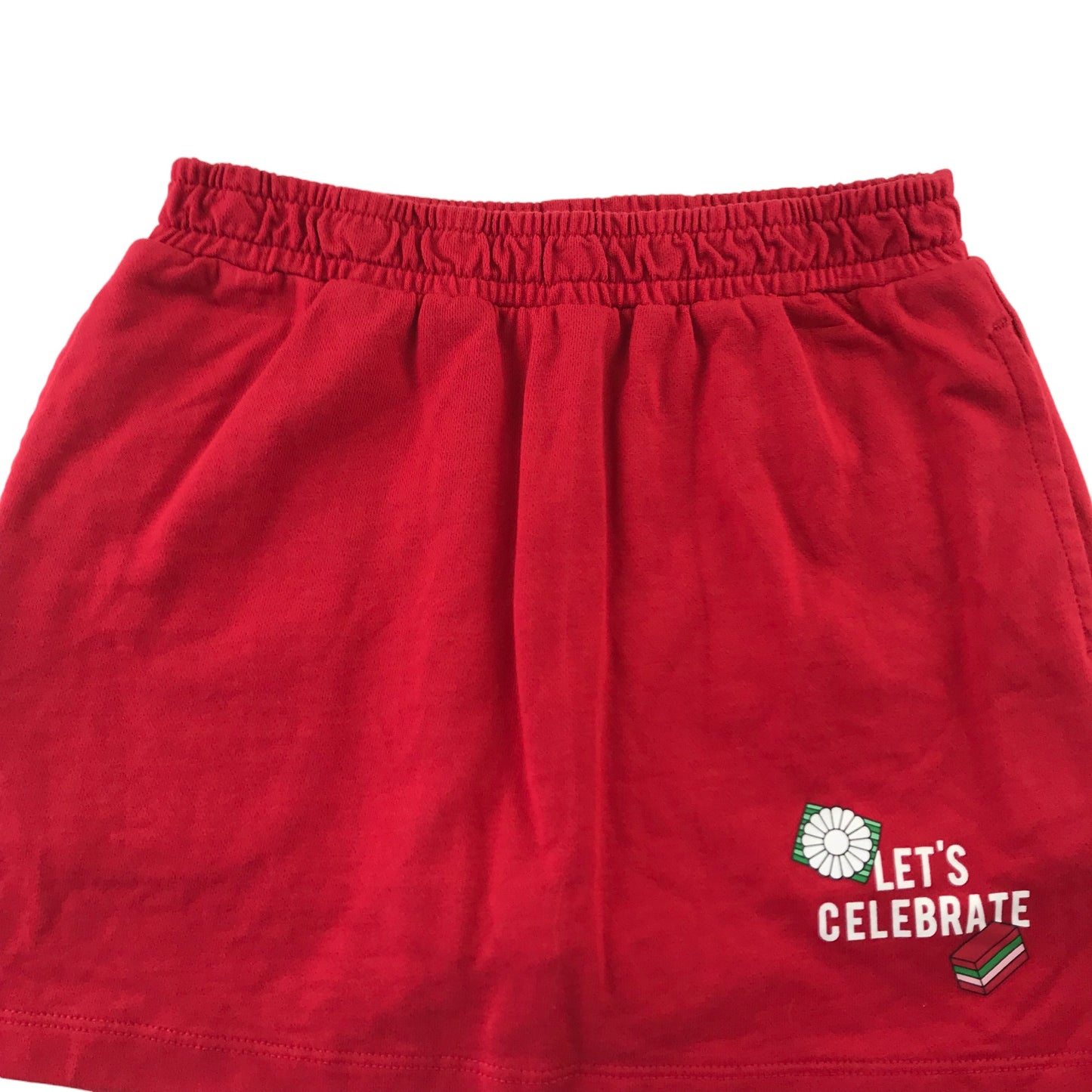 Bossini Skirt Age 6 Red Graphic Design Jersey with under shorts