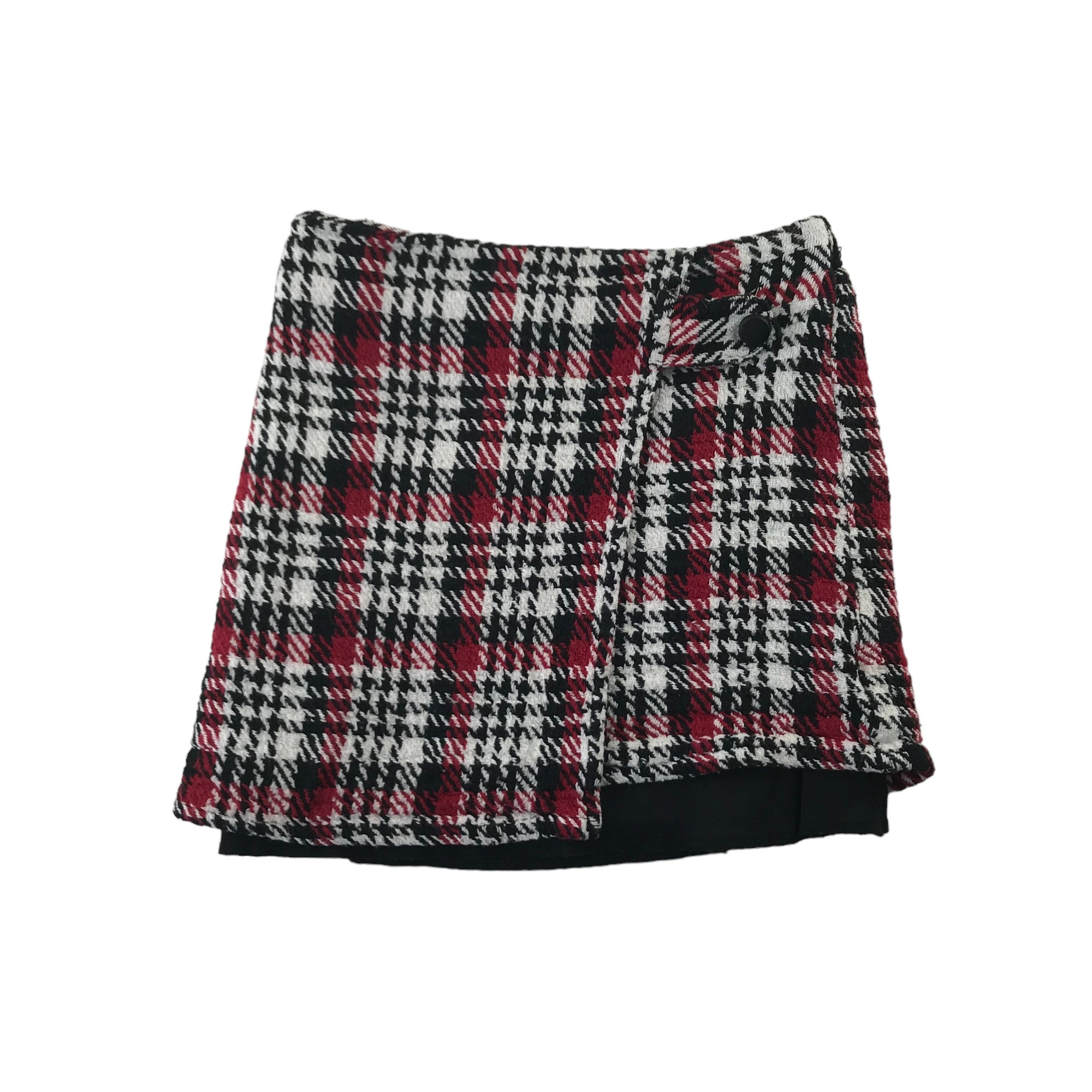 Primark Skirt Age 7 White Black and Red Checked Houndstooth