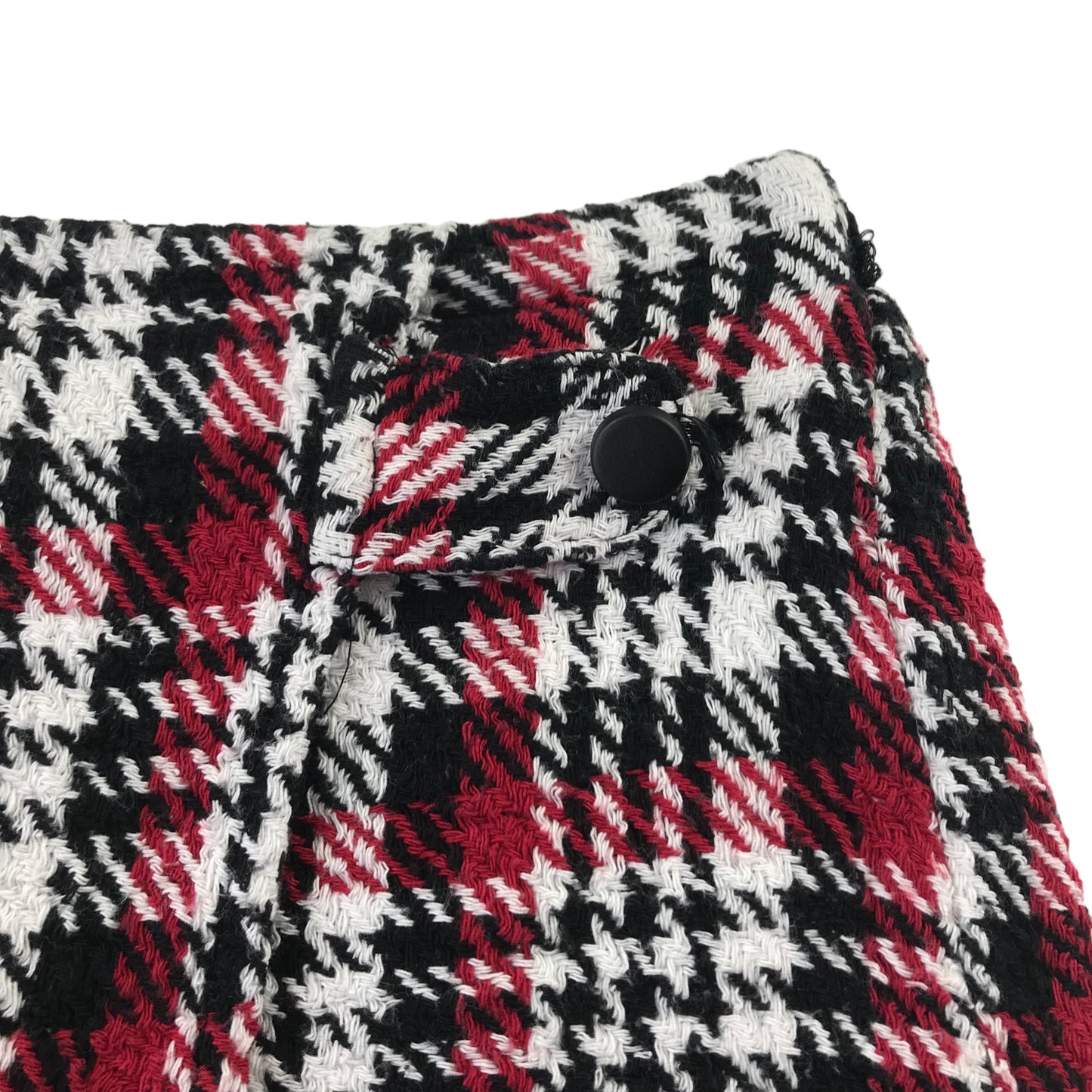 Primark Skirt Age 7 White Black and Red Checked Houndstooth