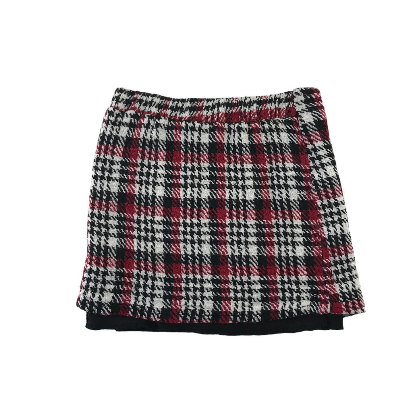 Primark Skirt Age 7 White Black and Red Checked Houndstooth