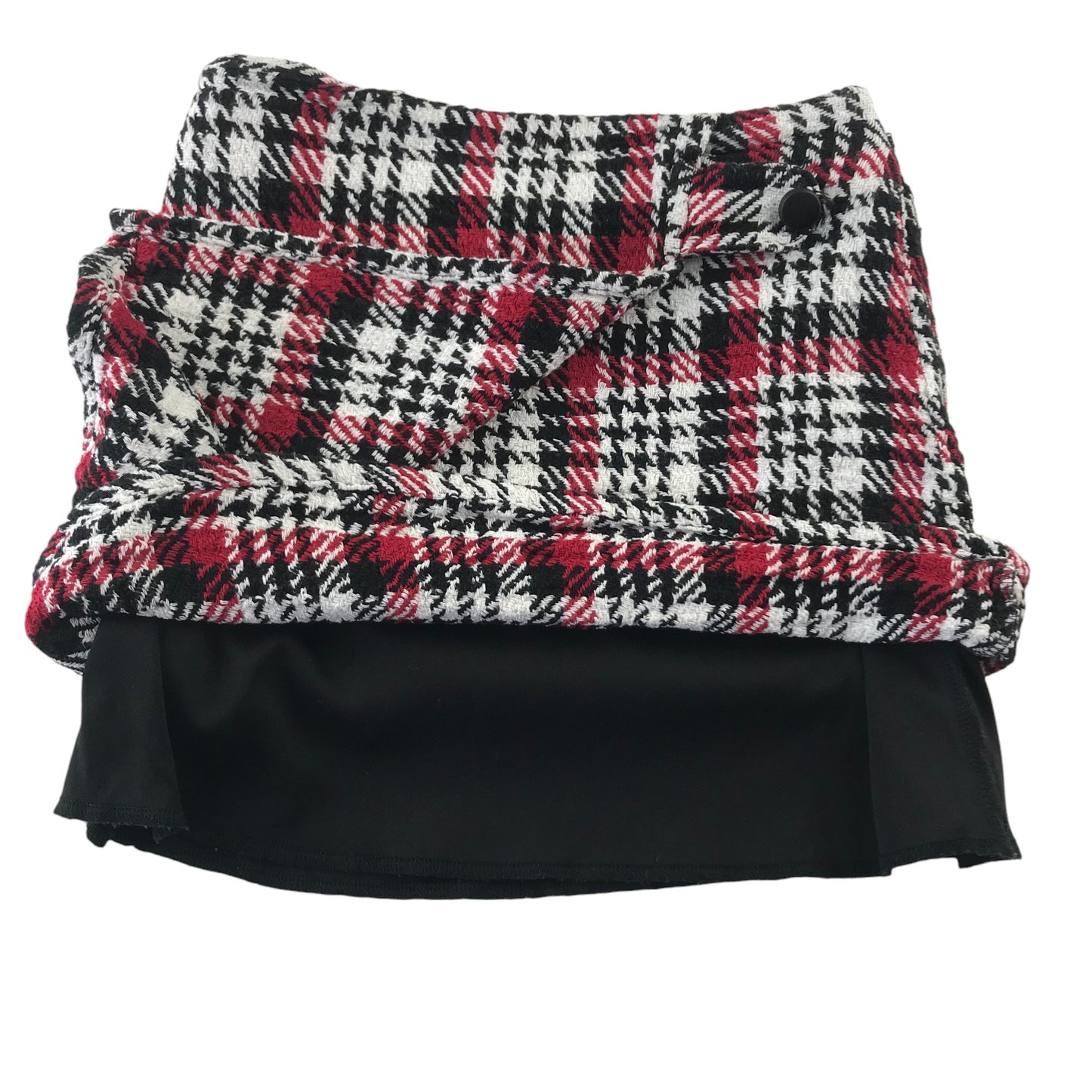 Primark Skirt Age 7 White Black and Red Checked Houndstooth
