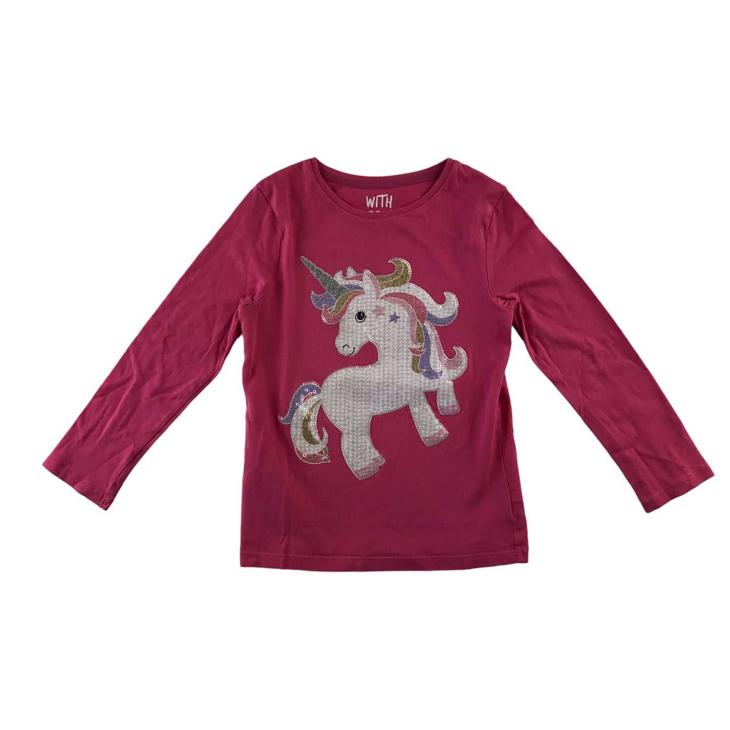 F&F t-shirt 5-6 years fuchsia pink long sleeve unicorn cotton