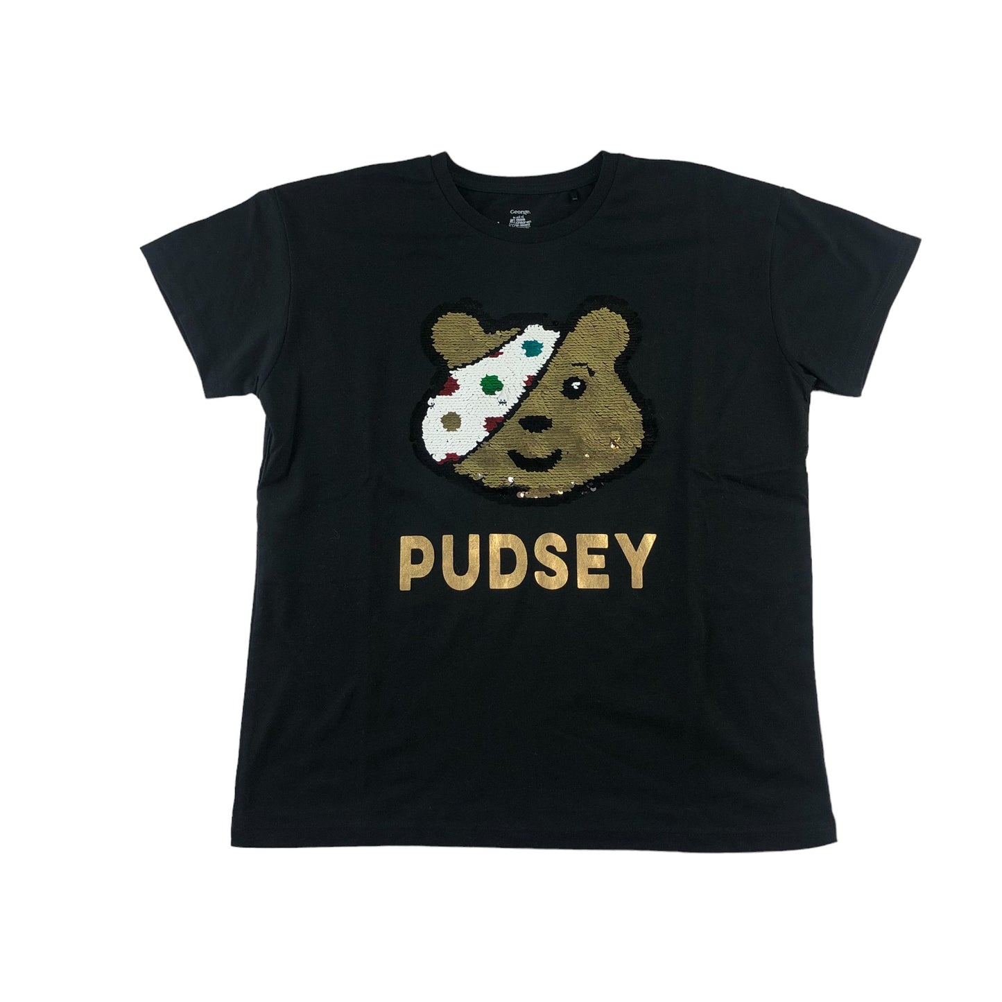 George t-shirt 13-14 years black flip sequin Pudsey Bear long sleeve