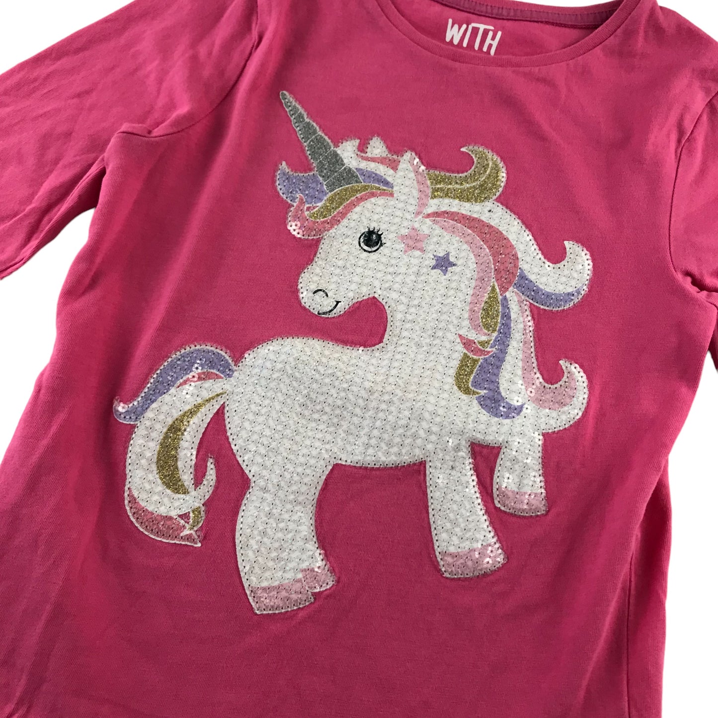 F&F t-shirt 5-6 years fuchsia pink long sleeve unicorn cotton