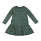 John Lewis dress 7-8 years green floral long sleeve drop waist