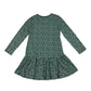 John Lewis dress 7-8 years green floral long sleeve drop waist