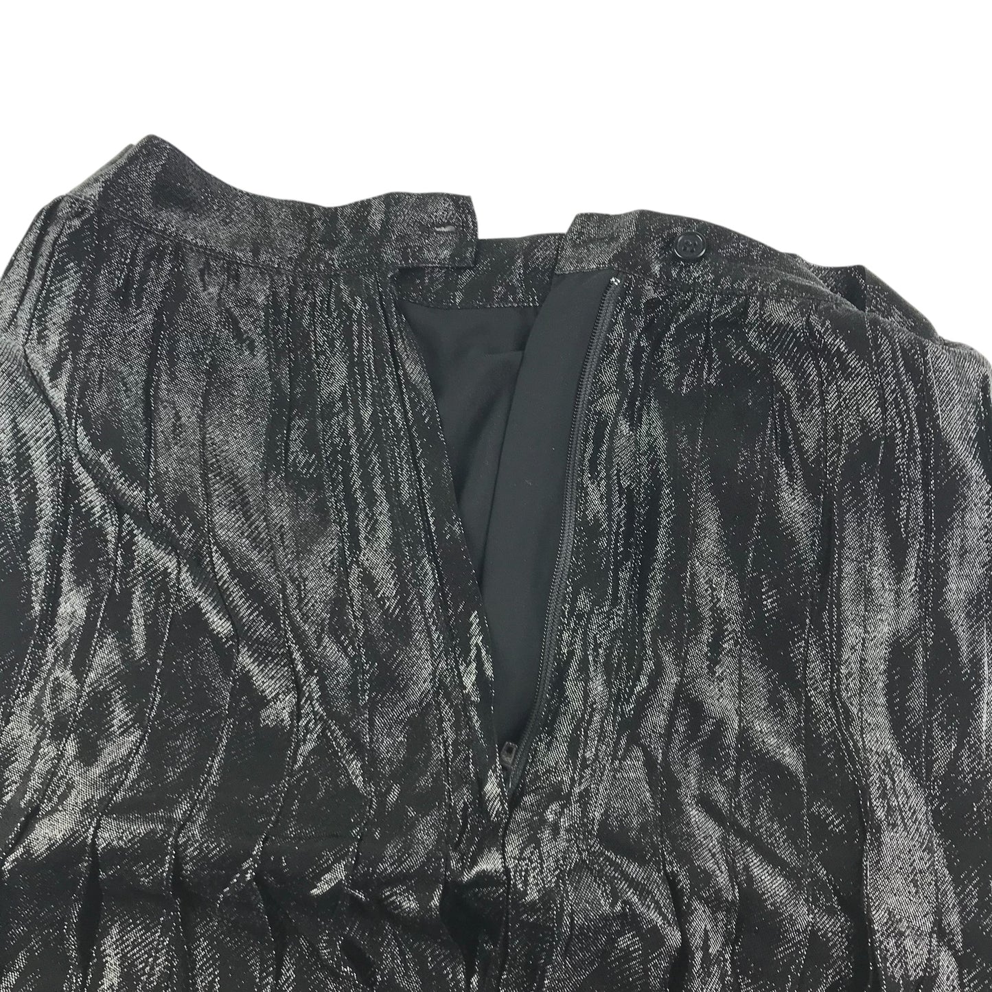 H&M maxi skirt women size UK 6 silver metallic shine crepe pleated long