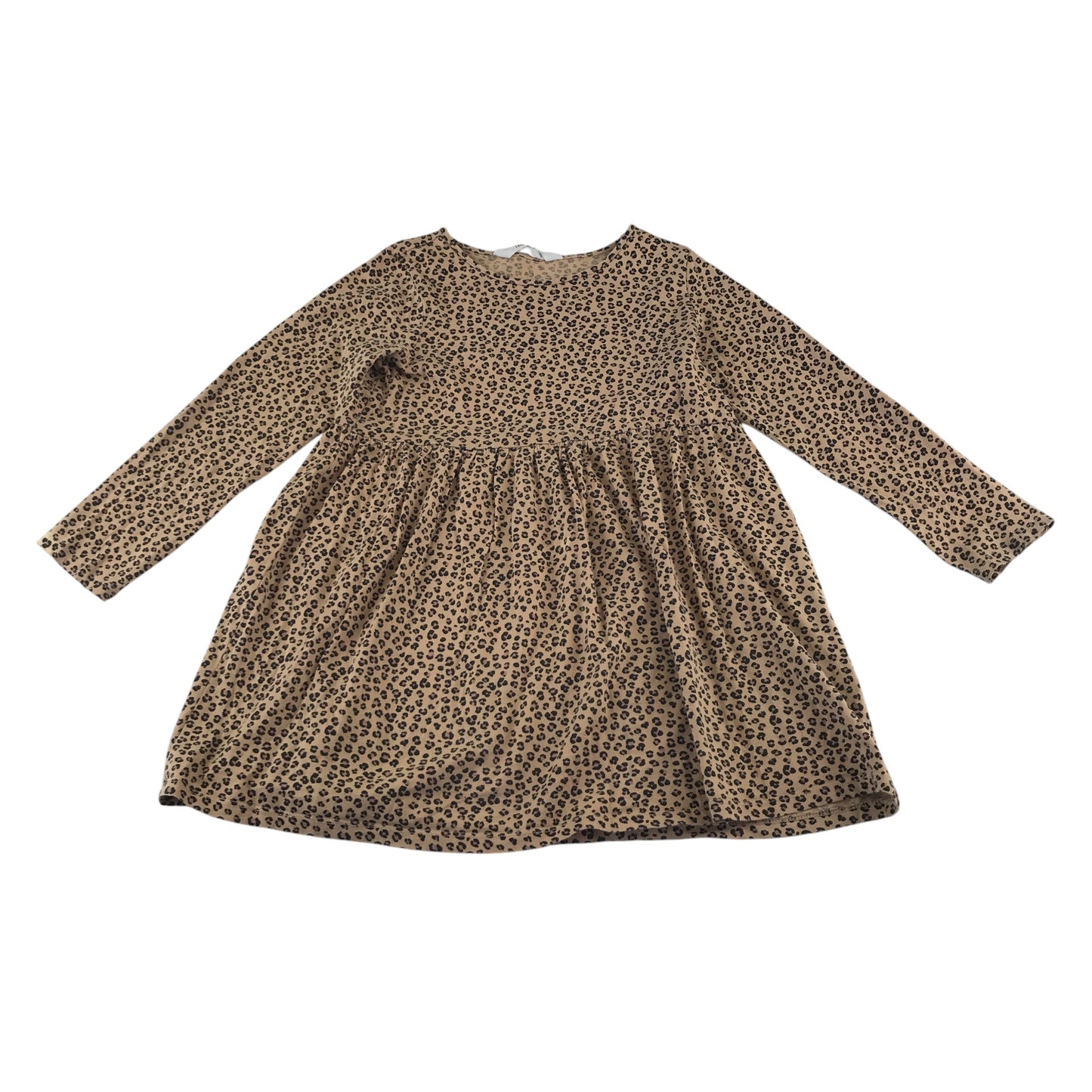 H&M dress 6-8 years light brown leopard spot pattern long sleeve top cotton