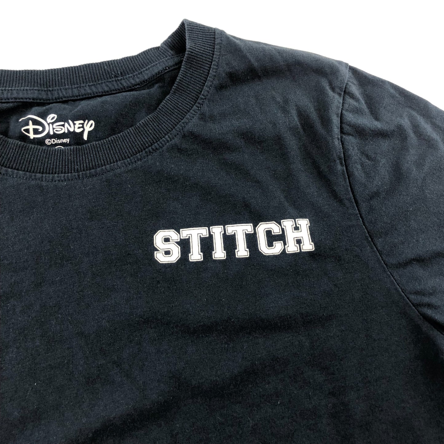 Primark t-shirt women size S navy blue short sleeve Disney Stitch cotton