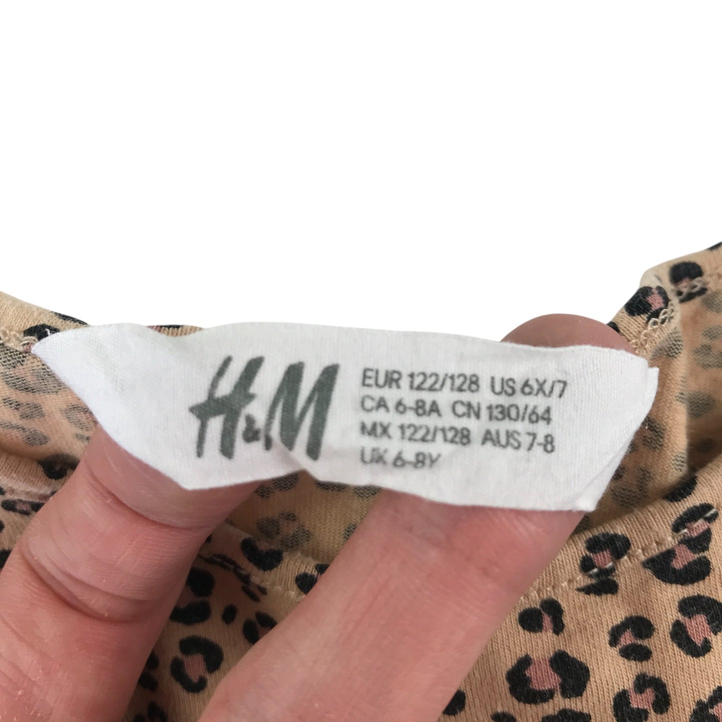 H&M dress 6-8 years light brown leopard spot pattern long sleeve top cotton