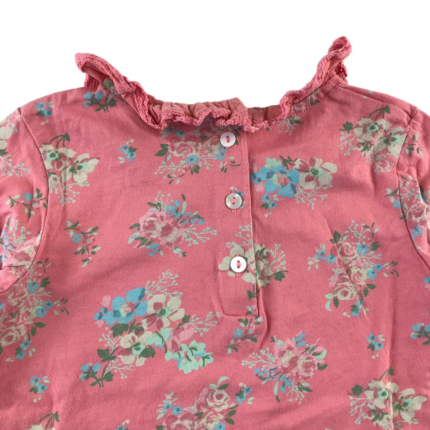 Next t-shirt 5-6 years vintage pink floral frilled collar cotton