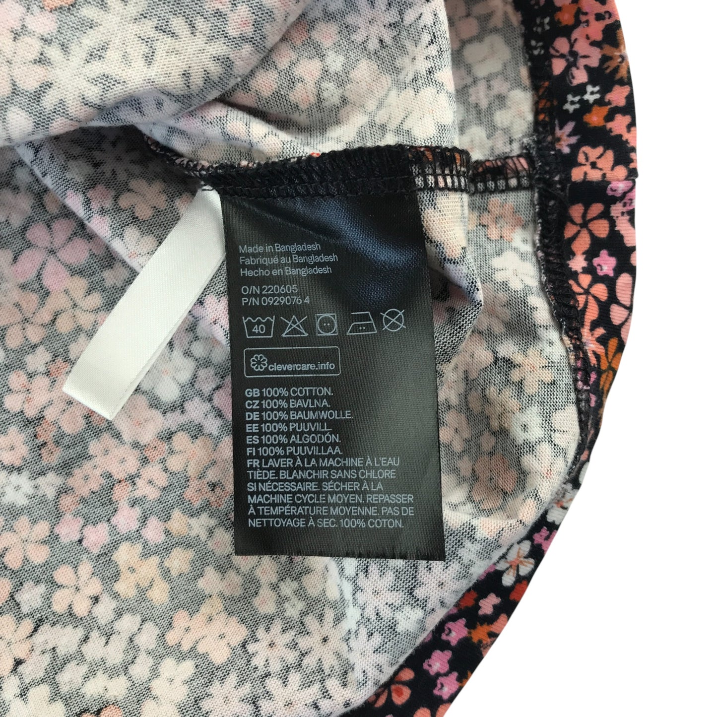 H&M dress 8-10 years pink red black floral long sleeve cotton