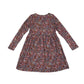 H&M dress 8-10 years pink red black floral long sleeve cotton
