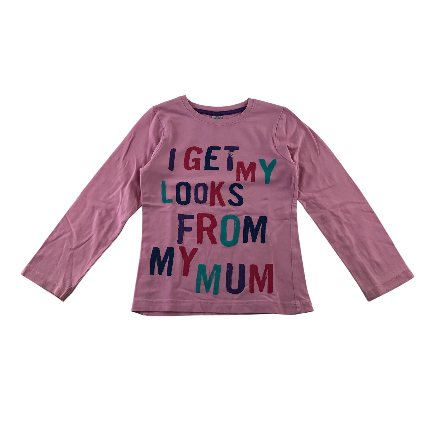 Miniclub t-shirt 5-6 years pink text print long sleeve