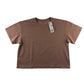 Uniqlo t-shirt womens size L light brown cropped plain