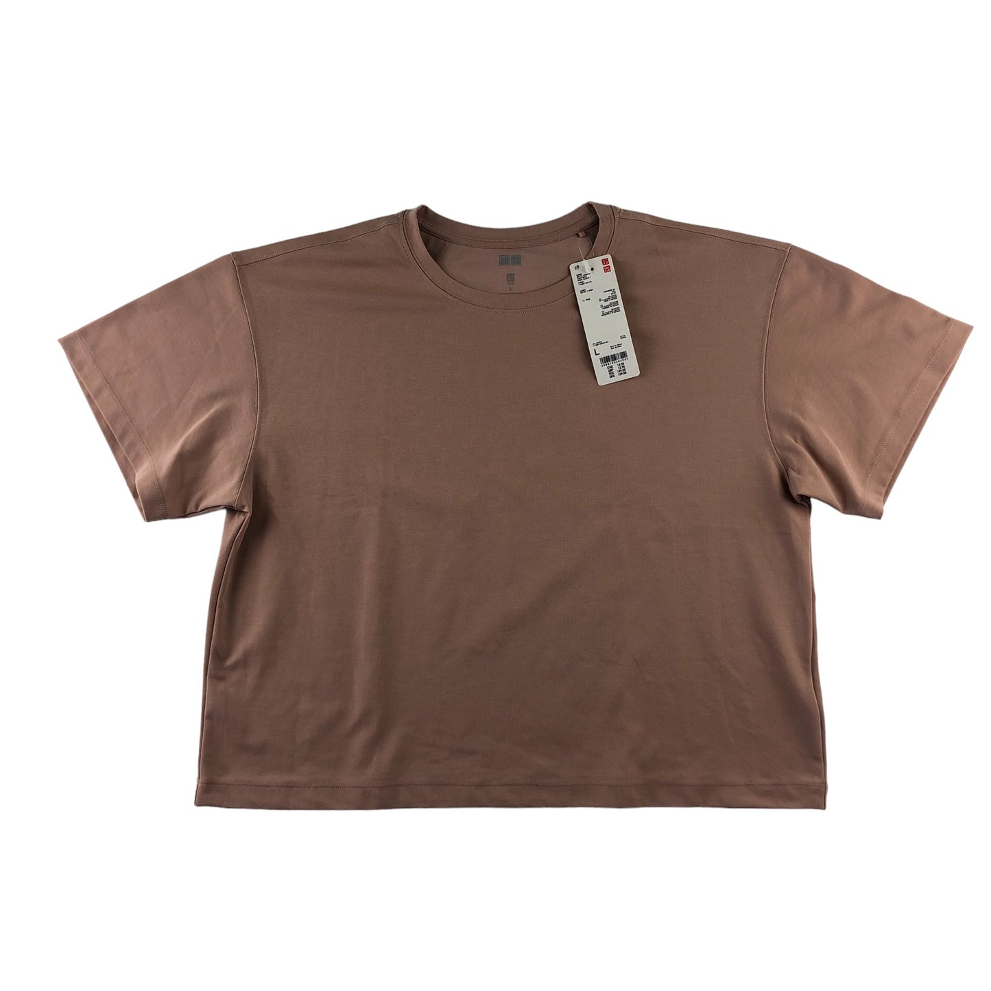 Uniqlo t-shirt womens size L light brown cropped plain