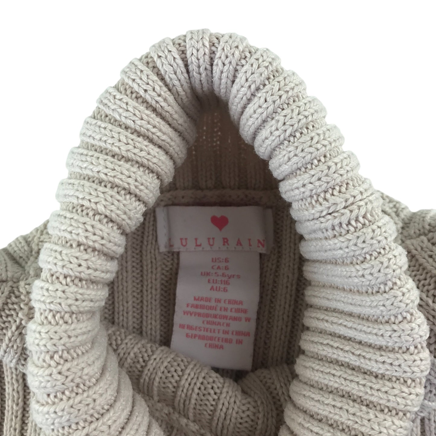 Lulurain dress 5-6 years white cable knit long sleeve