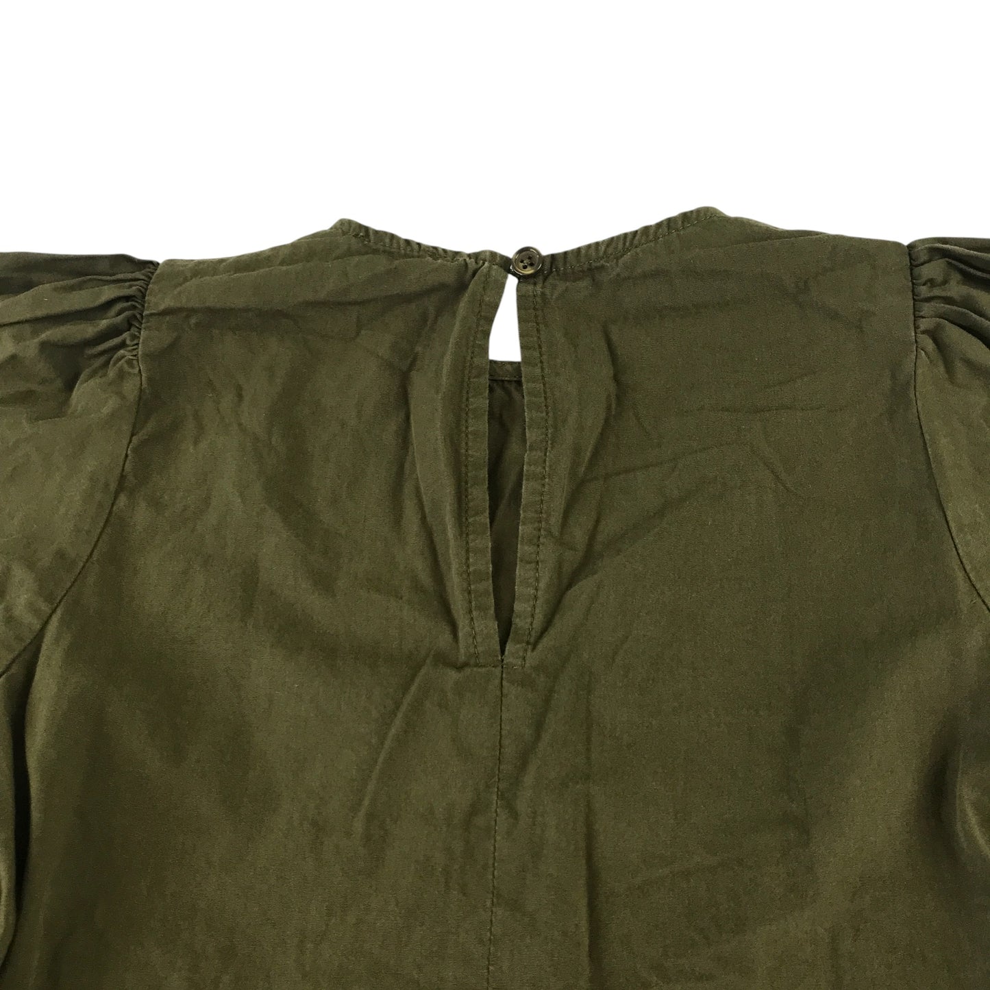 Next dress 6 years khaki plain tiered hem 3/4 length sleeve cotton