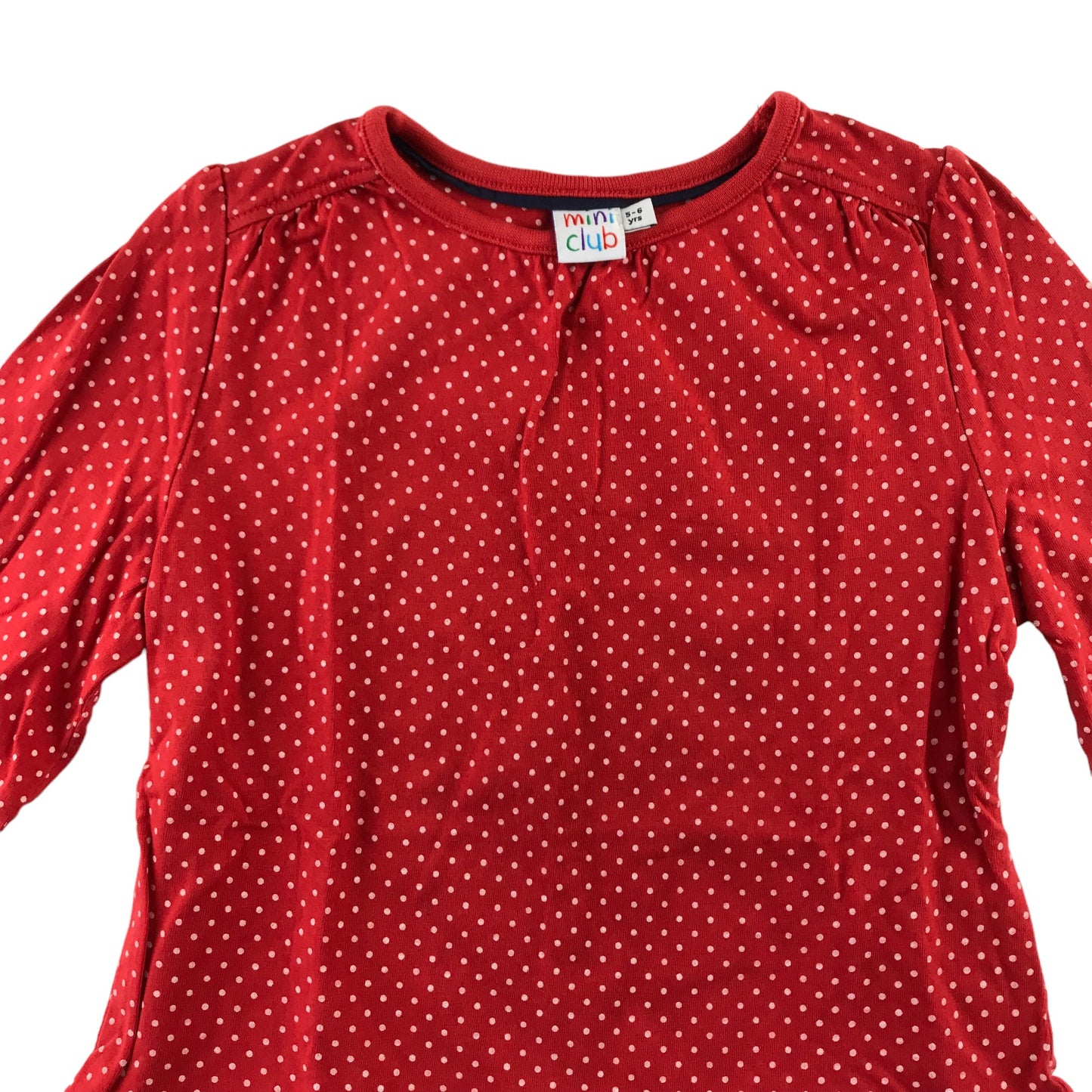 Mini Club t-shirt 5-6 years red polka dot long sleeve peplum hem cotton