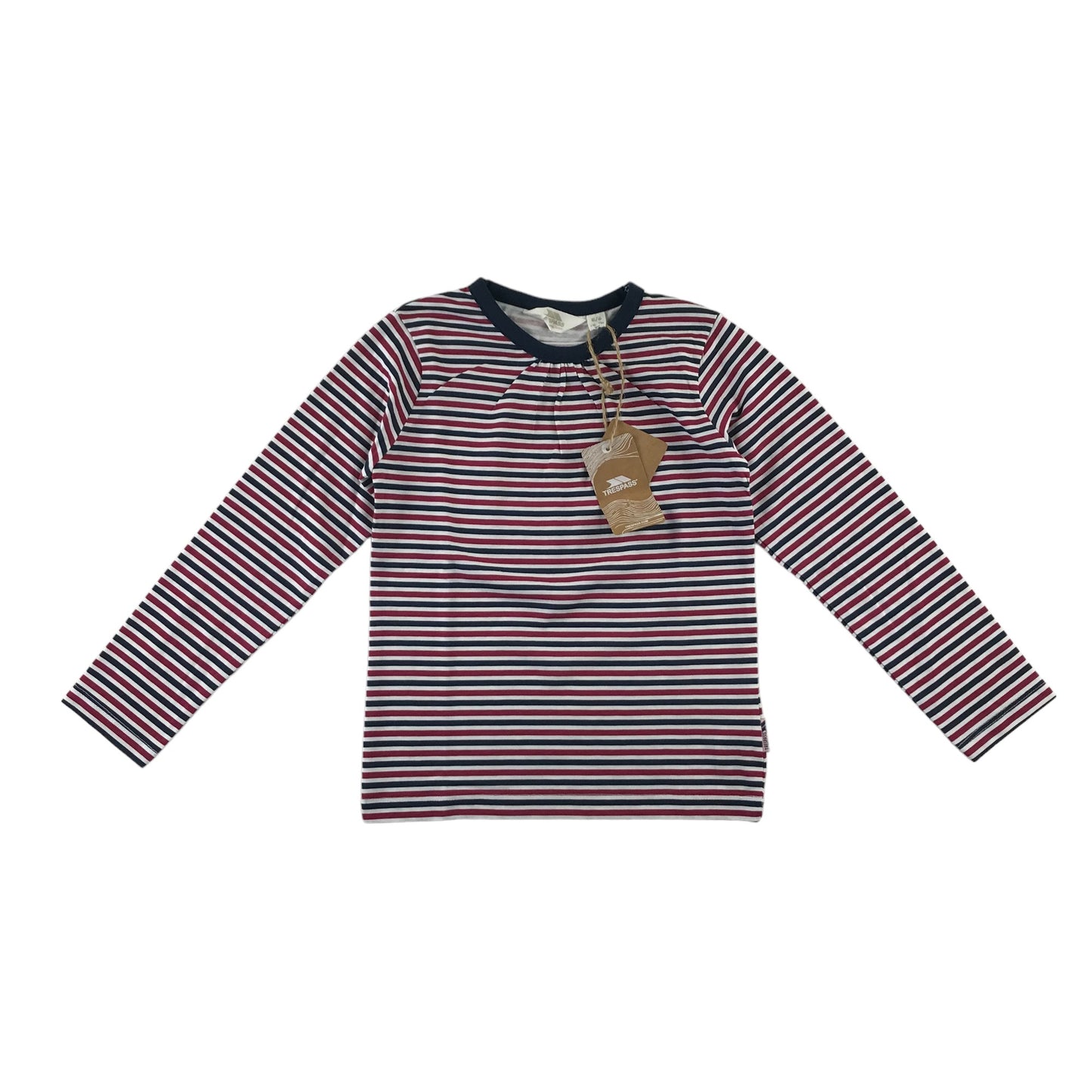 Trespass t-shirt 5-6 years burgundy and navy stripy long sleeve