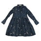 H&M dress 5-6 years navy blue floral bird and butterfly design