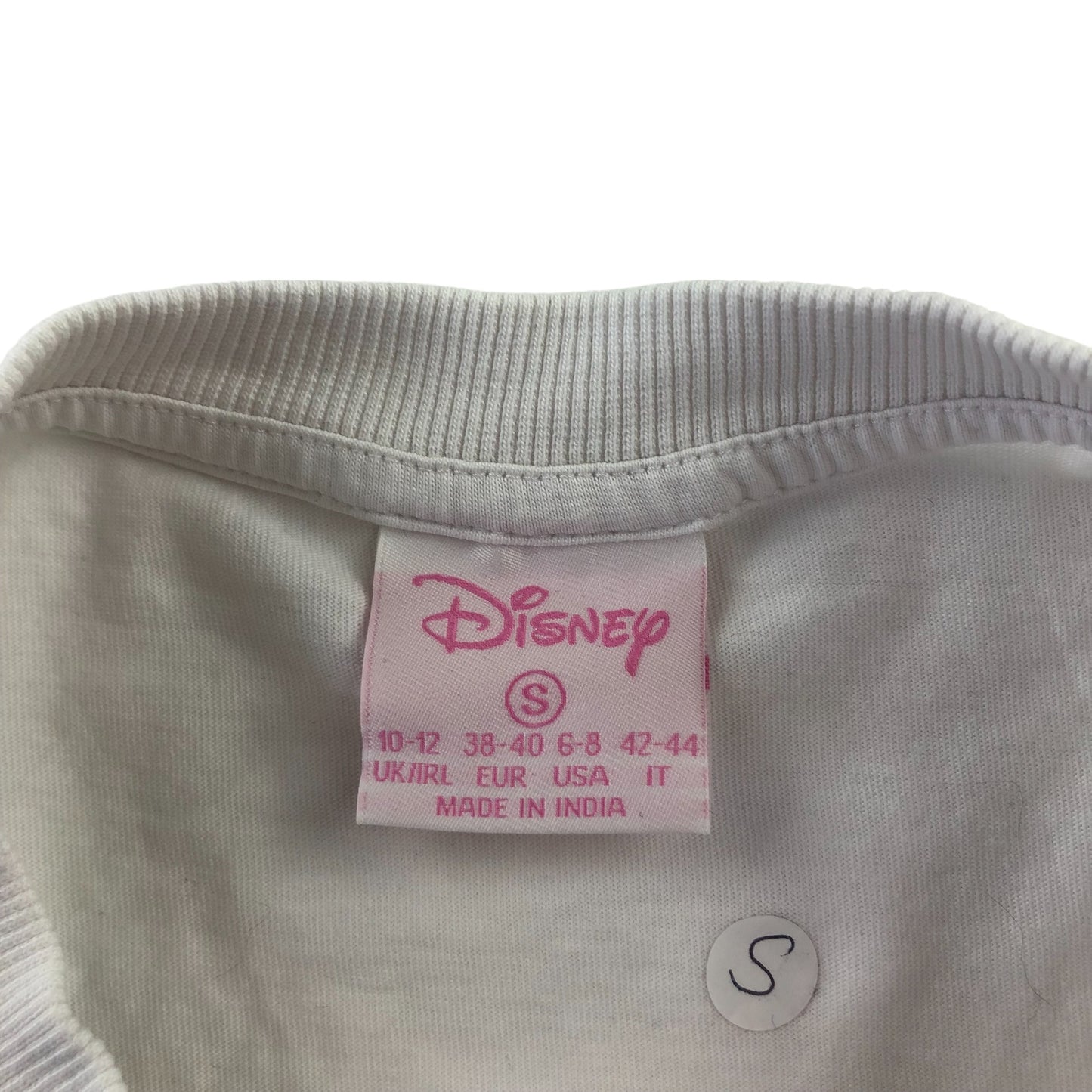 Primark t-shirt women size S white cropped Disney Lilo and Stitch Angel print cotton