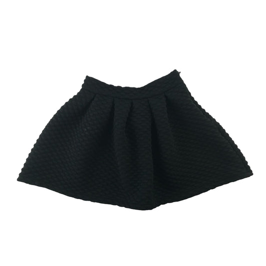 M&S Skirt Age 10 Black Plain Pebble Pattern Jersey