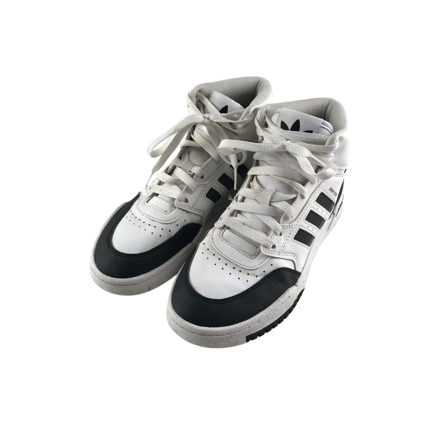 Adidas Drop Step trainers shoes size 4.5 white and black high tops with laces