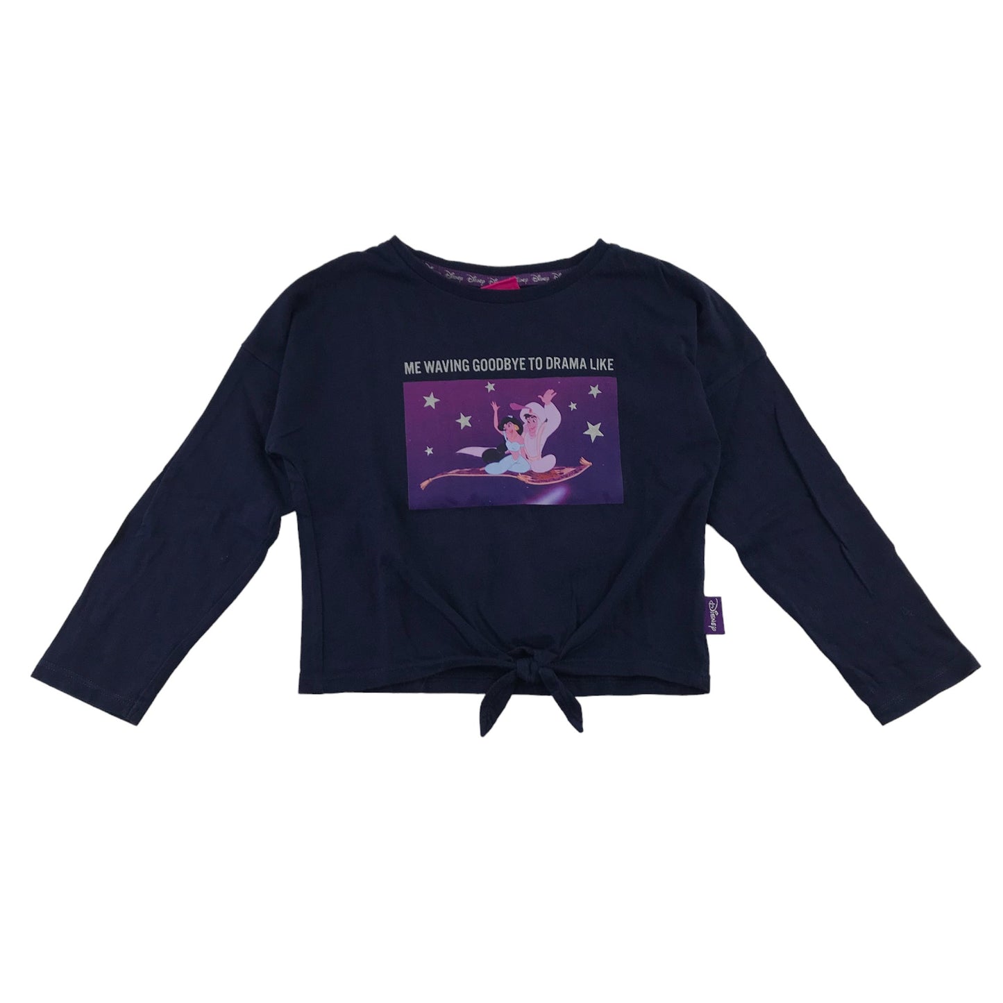 Tu t-shirt 5-6 years navy blue long sleeve Disney Aladdin cropped cotton