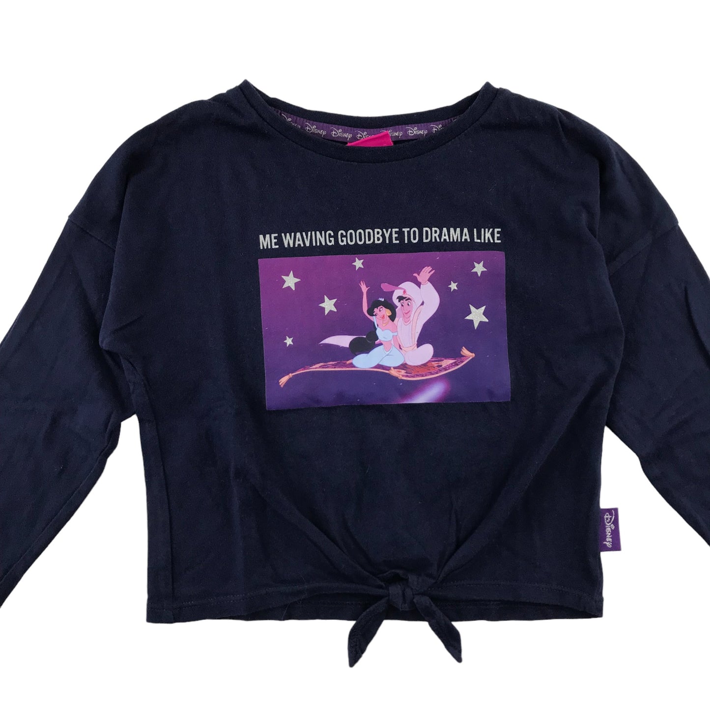 Tu t-shirt 5-6 years navy blue long sleeve Disney Aladdin cropped cotton