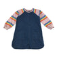 Next dress 5-6 years blue denim and jersey material A-line dress long sleeve cotton
