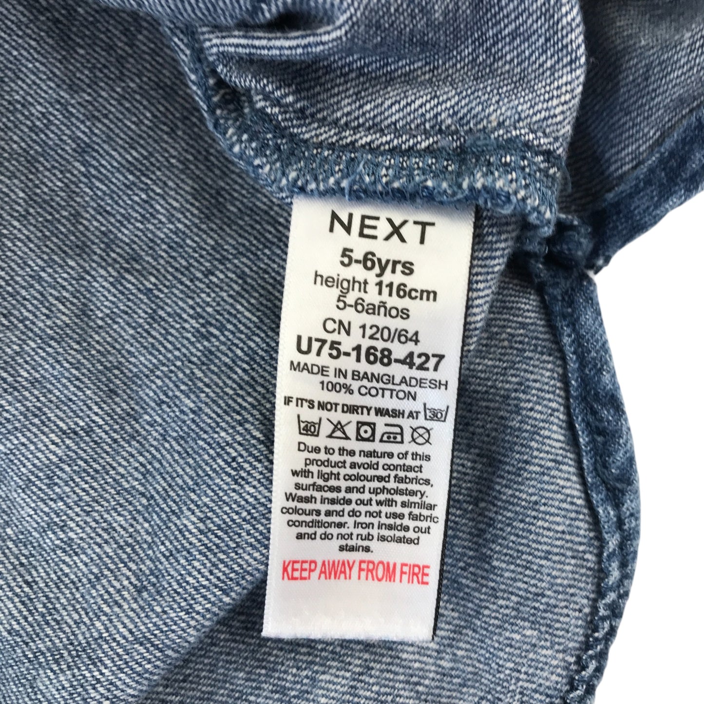 Next dress 5-6 years blue denim and jersey material A-line dress long sleeve cotton