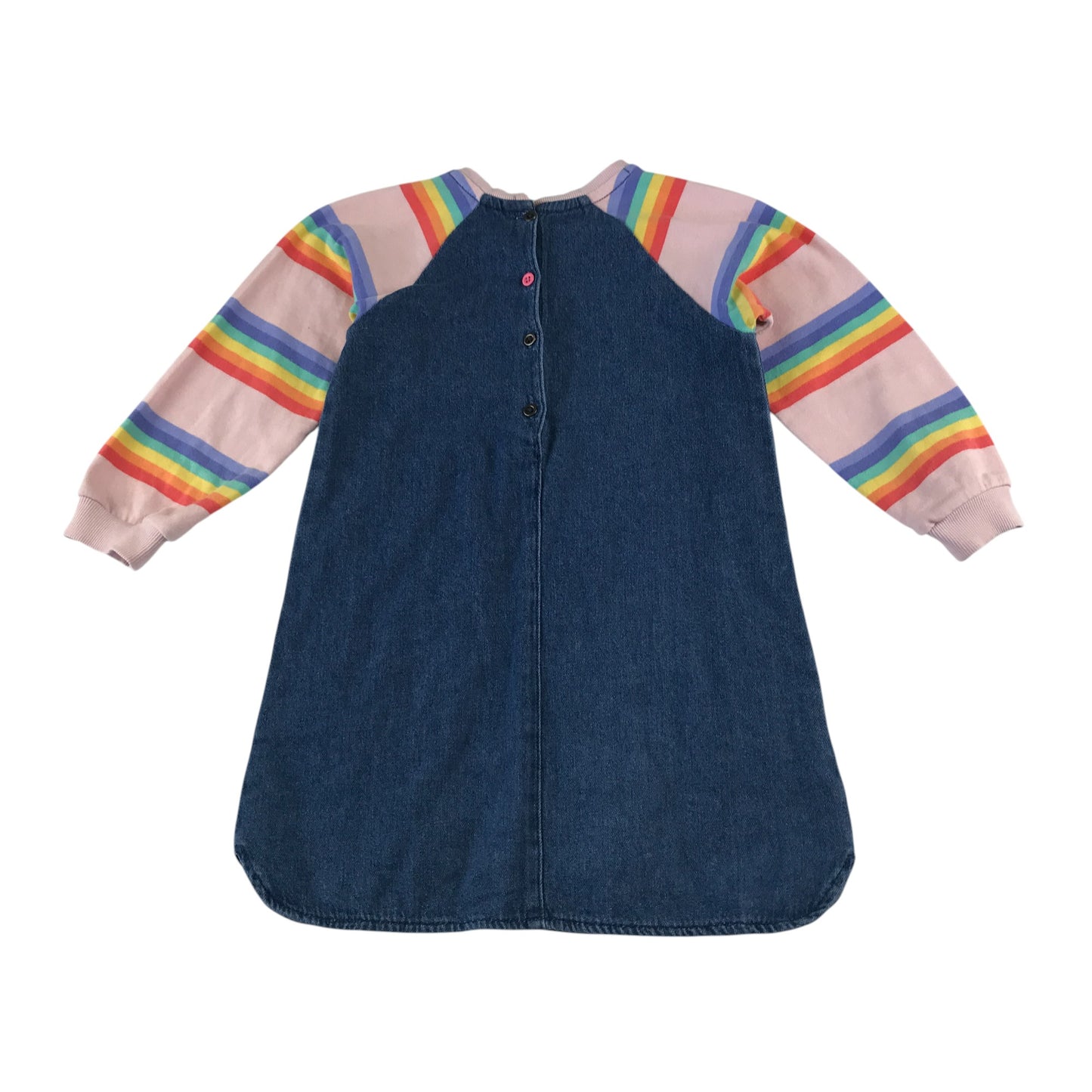Next dress 5-6 years blue denim and jersey material A-line dress long sleeve cotton