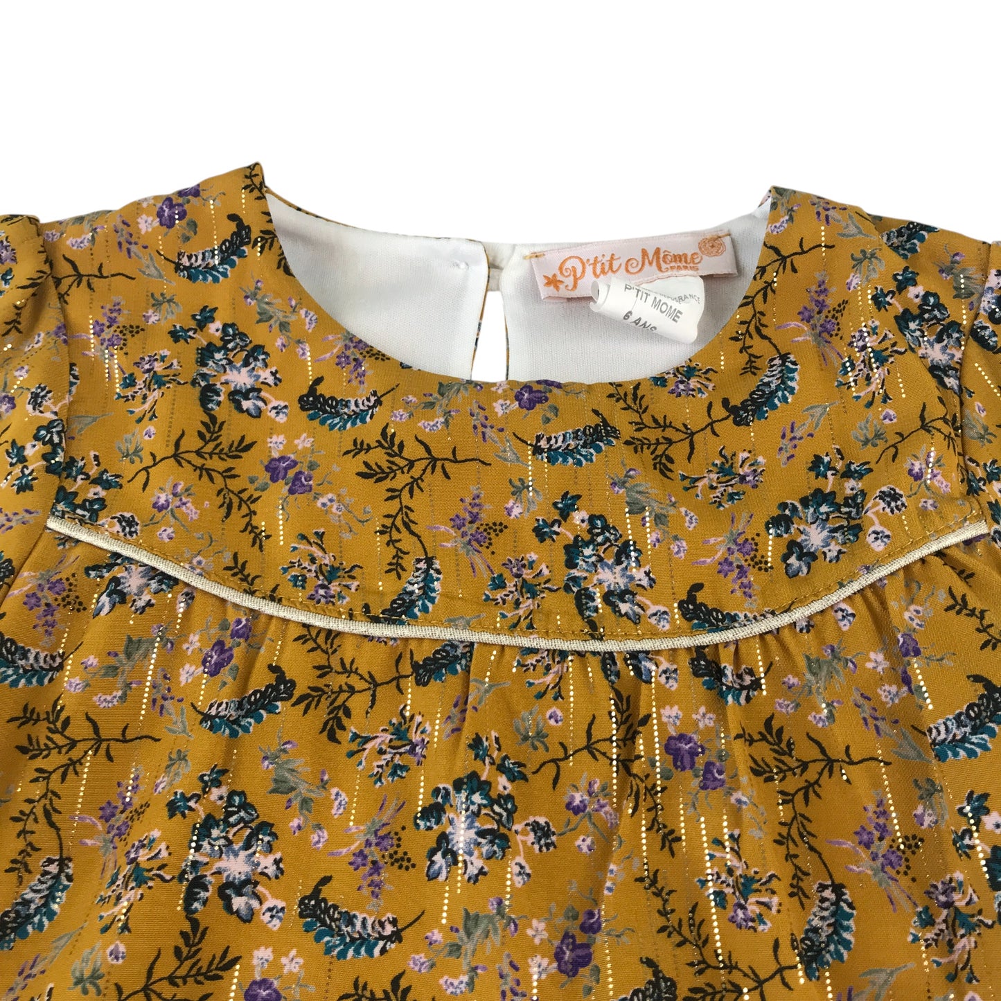 Les p'tits mômes dress 6 years mustard yellow floral print A-line