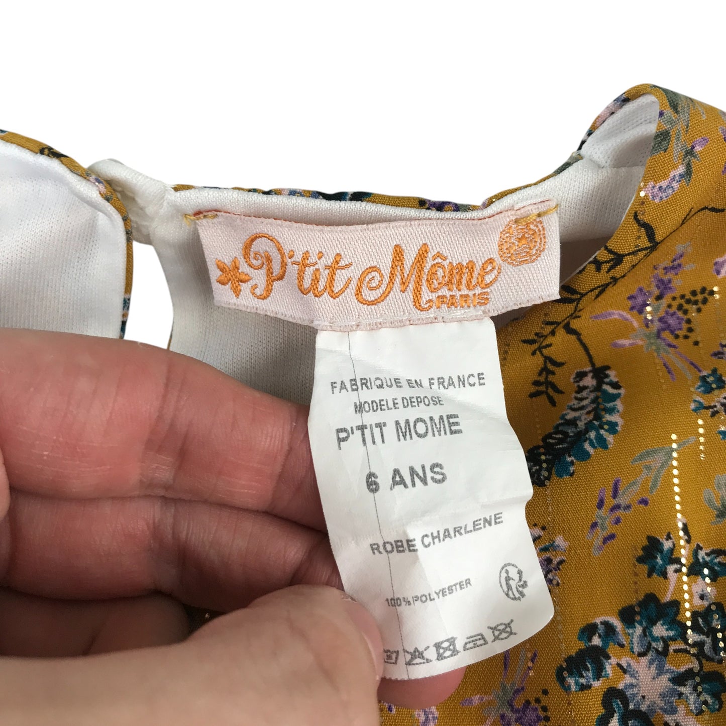 Les p'tits mômes dress 6 years mustard yellow floral print A-line